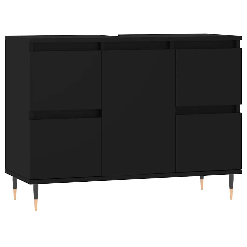 vidaXL Ντουλάπι Μπάνιου Μαύρο 80 x 33 x 60 εκ. από Επεξεργασμένο Ξύλο