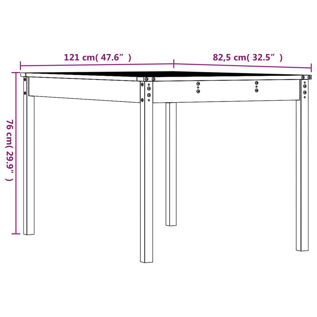 vidaXL Τραπέζι Κήπου 121 x 82,5 x 76 εκ. από Μασίφ Ξύλο Ψευδοτσούγκας