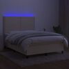 vidaXL &Kappa;&rho;&epsilon;&beta;ά&tau;&iota; Boxspring &mu;&epsilon; &Sigma;&tau;&rho;ώ&mu;&alpha; & LED &Kappa;&rho;&epsilon;&mu; 140x190 &epsilon;&kappa;. &Upsilon;&phi;&alpha;&sigma;&mu;ά&tau;&iota;&nu;&omicron;