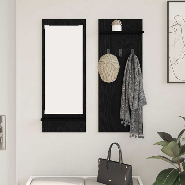 vidaXL Τοίχου Κρεμάστρα Μαύρη Δρυς 70 x 10 x 90 εκ. Επεξεργασμένο ξύλο