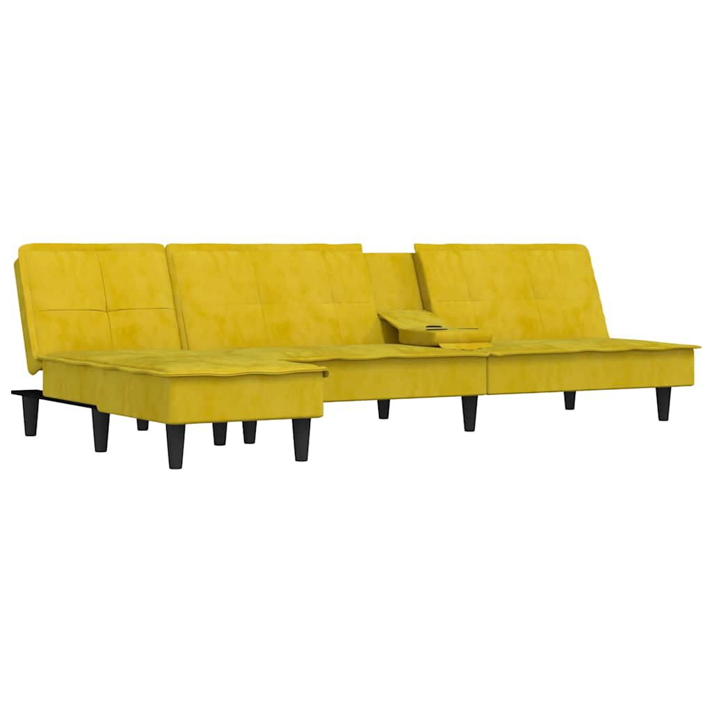 vidaXL Καναπές Κρεβάτι Γωνιακός Κίτρινος 255 x 140 x 70 εκ. Βελούδινος