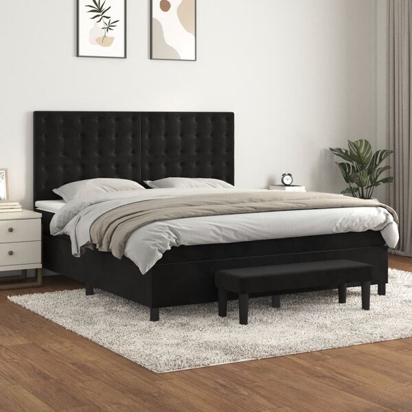 vidaXL &Kappa;&rho;&epsilon;&beta;ά&tau;&iota; Boxspring &mu;&epsilon; &Sigma;&tau;&rho;ώ&mu;&alpha; &Mu;&alpha;ύ&rho;&omicron; 160x200 &epsilon;&kappa;. &Beta;&epsilon;&lambda;&omicron;ύ&delta;&iota;&nu;&omicron;
