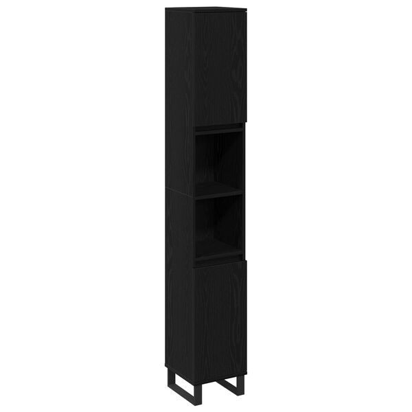 vidaXL Ντουλάπι Μπάνιου Μαύρη δρυς 30 x 30 x 190 εκ Επεξεργασμένο ξύλο