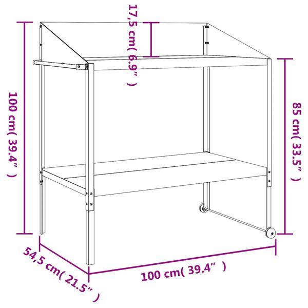vidaXL Βάση Φυτών Ανθρακί 100 x 54,5 x 100 εκ. από Γαλβαν. Ατσάλι