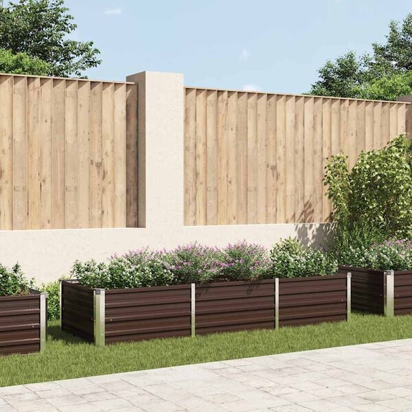 vidaXL Ζαρντινιέρα Υπερυψωμένη Καφέ 240x80x45 εκ. Γαλβανισμ. Χάλυβας