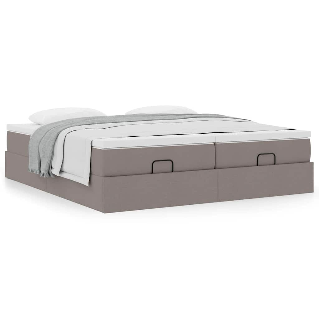 vidaXL Οθωμανικό κρεβάτι με στρώματα Taupe 200x200cm ύφασμα