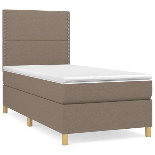 vidaXL &Kappa;&rho;&epsilon;&beta;ά&tau;&iota; Boxspring &mu;&epsilon; &Sigma;&tau;&rho;ώ&mu;&alpha; Taupe 90x200 &epsilon;&kappa;. &Upsilon;&phi;&alpha;&sigma;&mu;ά&tau;&iota;&nu;&omicron;