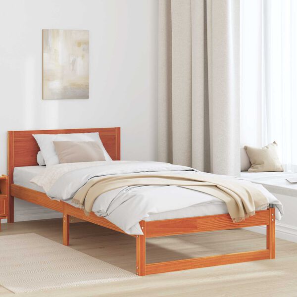 vidaXL Σκελετός Κρεβατιού Καφέ 100 x 200 cm Μασίφ ξύλο πεύκου