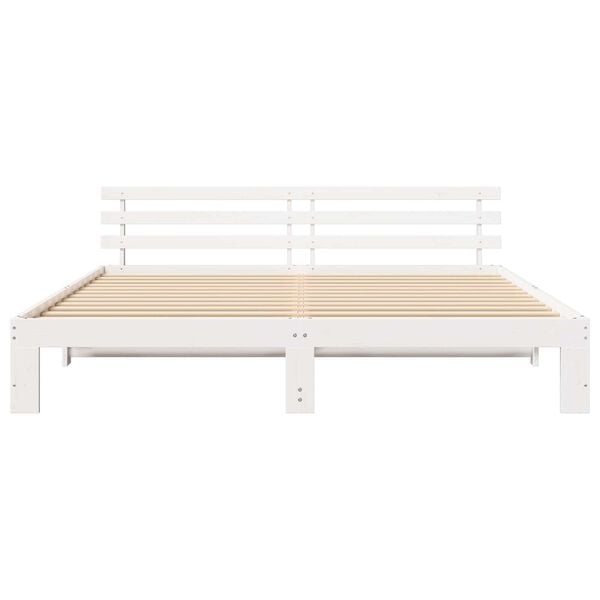 vidaXL Σκελετός Κρεβατιού Λευκό 200 x 200 cm Μασίφ ξύλο πεύκου
