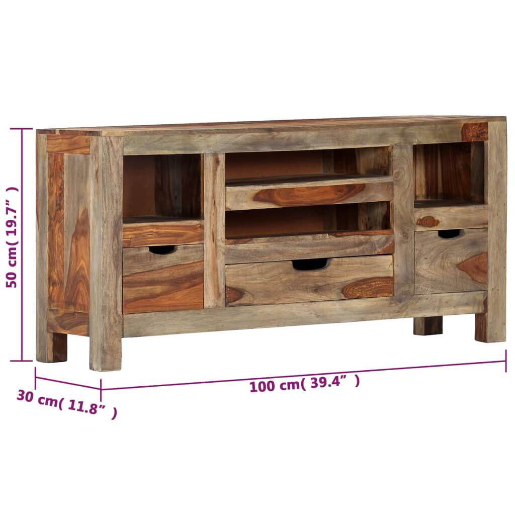 vidaXL Μπουφές Γκρι 100 x 30 x 50 εκ. από Μασίφ Ξύλο Ακακίας