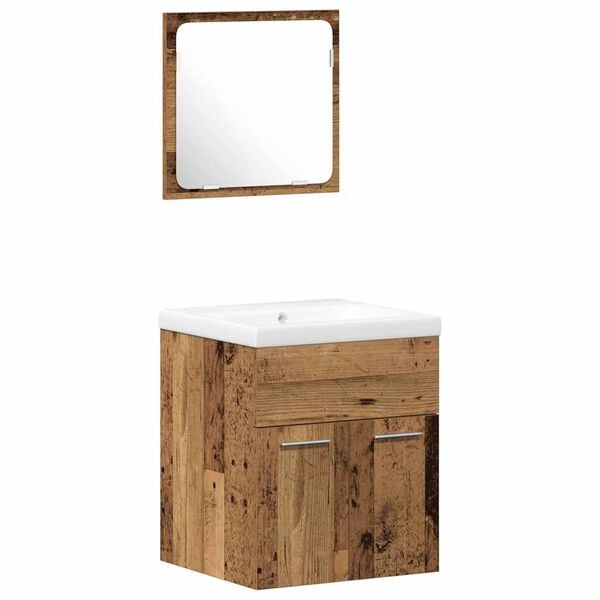 vidaXL Σετ Επίπλων Μπάνιου με πόρτα 3 pcs Παλιό Ξύλο 41 x 38.5 x 46 cm