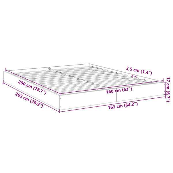 vidaXL Πλαίσιο Κρεβατιού Γκρι Σκυροδέματος 160x200 εκ. Επεξεργ. Ξύλο