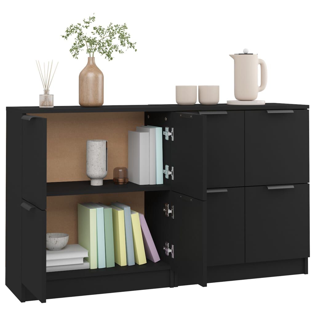 vidaXL Ντουλάπια 2 τεμ. Μαύρα 60x30x70 εκ. Επεξεργασμένο Ξύλο