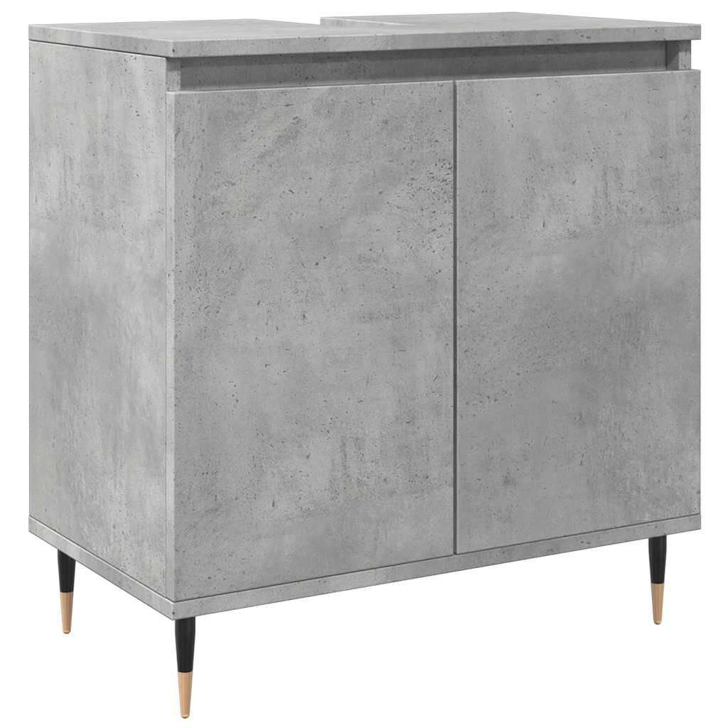 vidaXL Ντουλάπι Μπάνιου Γκρι Σκυροδεμ. 58 x 33 x 60 εκ. Επεξεργ. Ξύλο