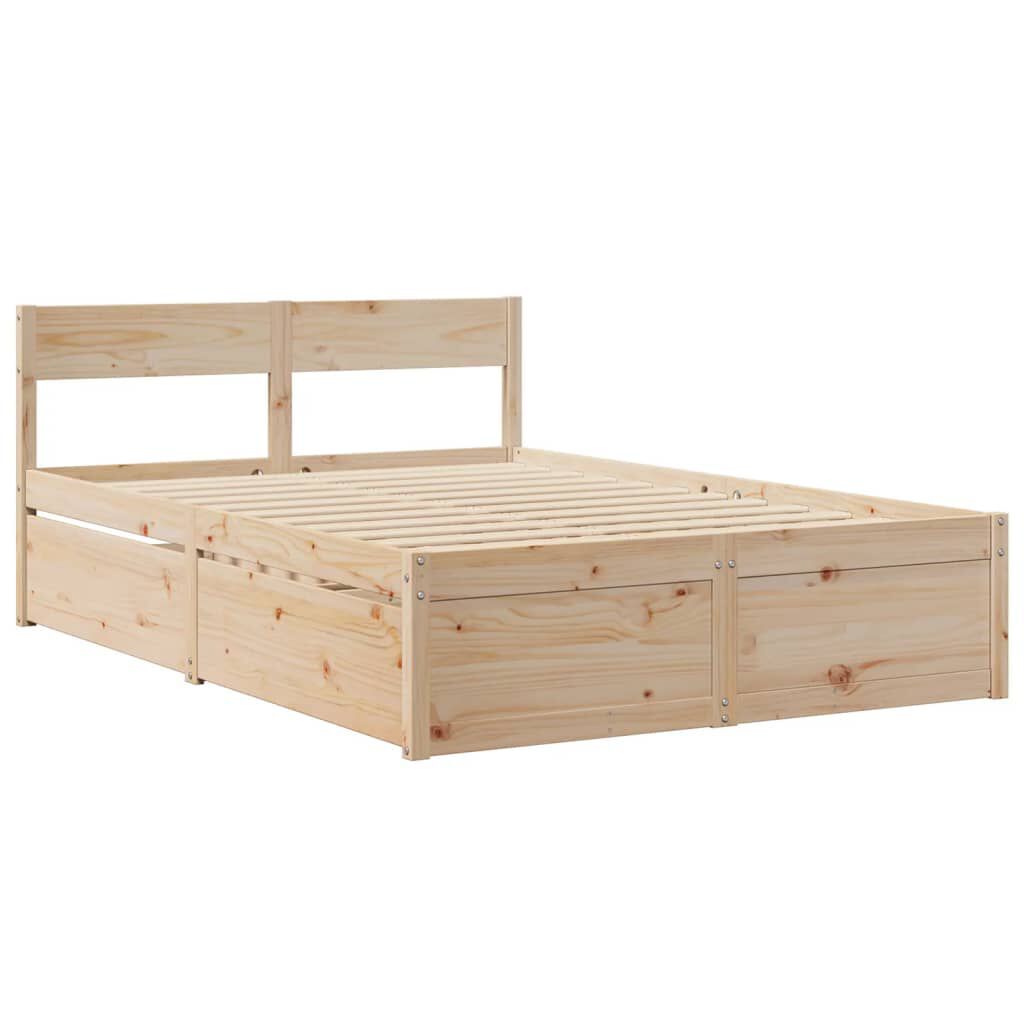 vidaXL Κρεβάτι με Συρτάρια και Στρώμα 120x200 εκ. Μασίφ Ξύλο Πεύκου