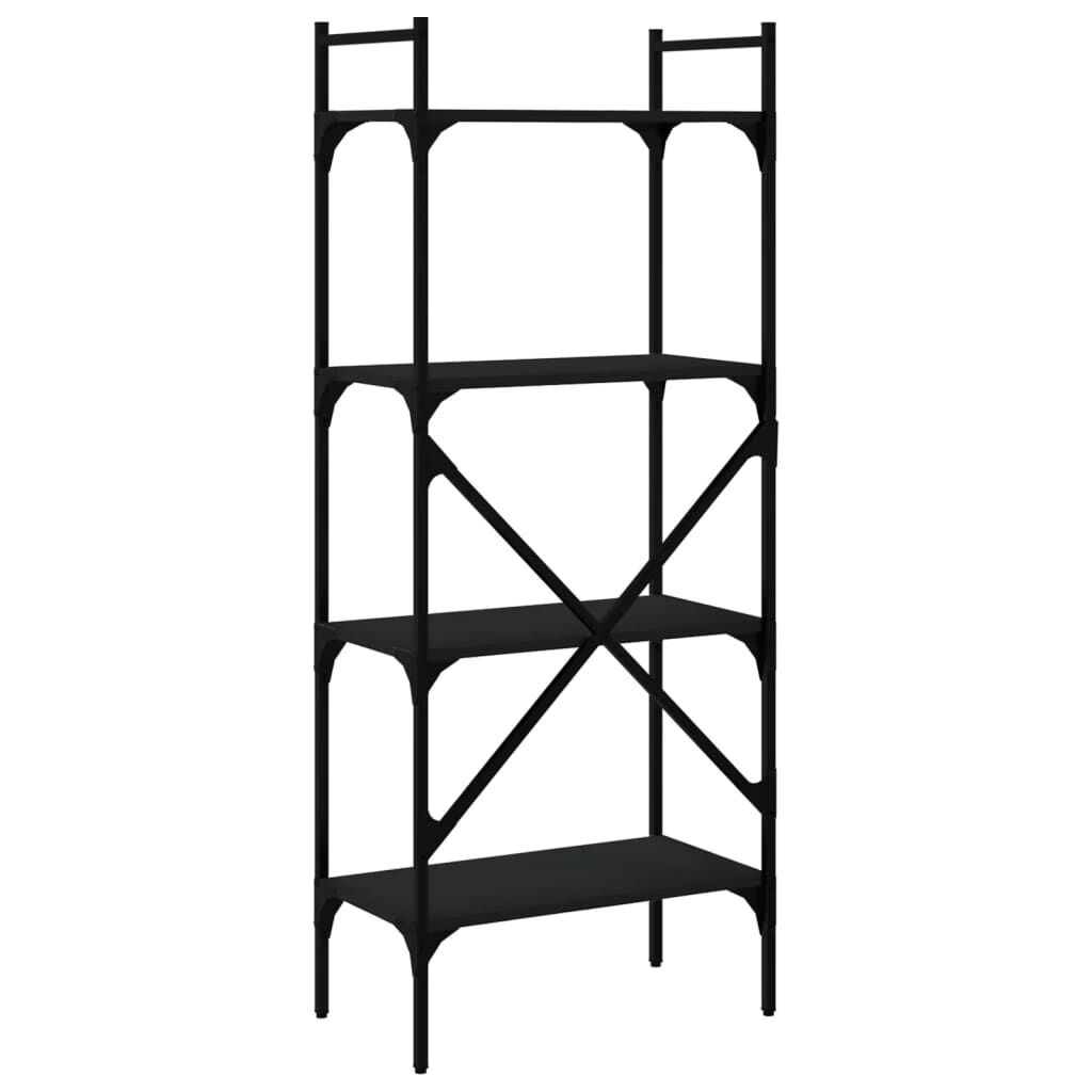 vidaXL Βιβλιοθήκη 4 Επιπέδων Μαύρη 56x31,5x138,5 εκ. Επεξεργ. Ξύλο