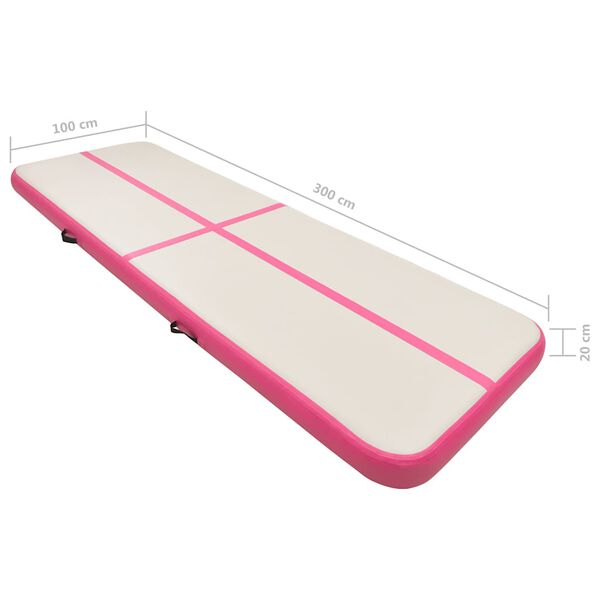 vidaXL Στρώμα Ενόργανης Φουσκωτό Ροζ 300 x 100 x 20 εκ. PVC με Τρόμπα