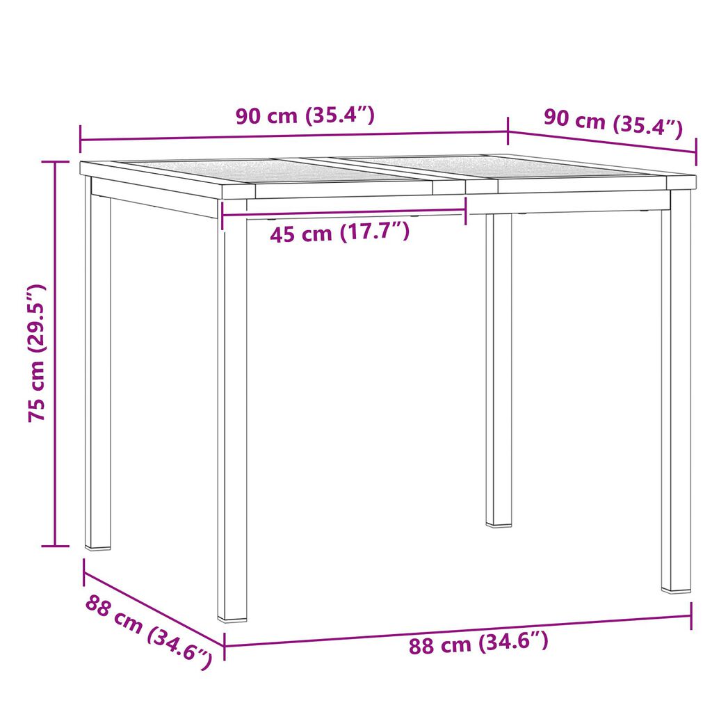 vidaXL Τραπέζι εξωτερικού φαγητού 90x90x74.5 εκ Μασίφ ξύλο teak