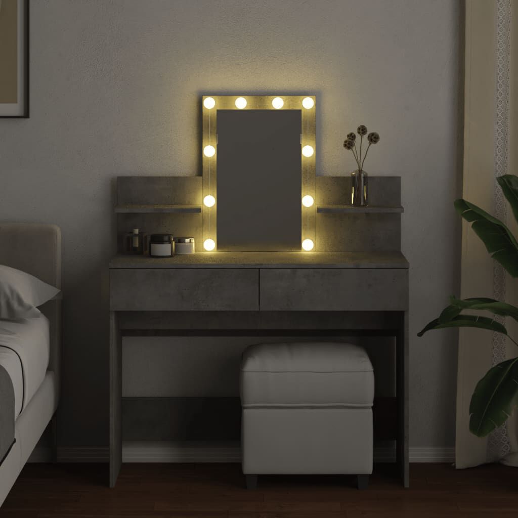 vidaXL Μπουντουάρ με LED Γκρι Σκυροδέματος 100x40x130 εκ.