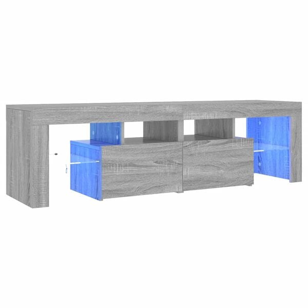vidaXL Έπιπλο Τηλεόρασης με LED Γκρι Sonoma 140 x 36,5 x 40 εκ.