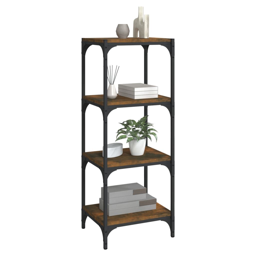 vidaXL Βιβλιοθήκη Καπνιστή Δρυς 40x33x100 εκ. Επεξ. Ξύλο & Ατσάλι