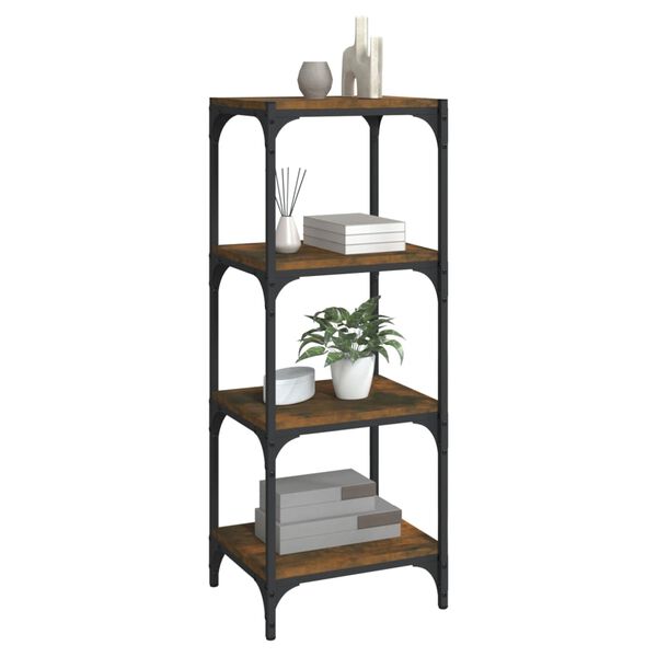 vidaXL Βιβλιοθήκη Καπνιστή Δρυς 40x33x100 εκ. Επεξ. Ξύλο & Ατσάλι