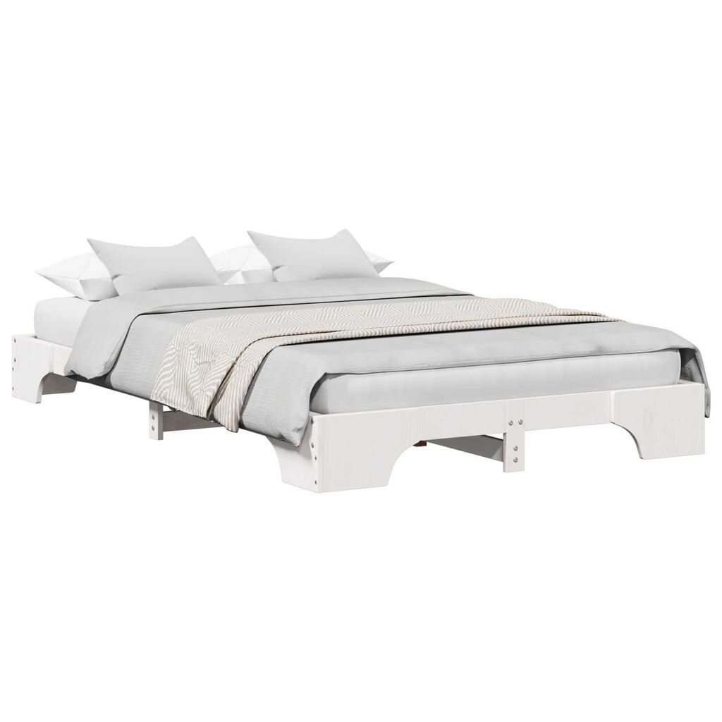 vidaXL Κρεβάτι Λευκό Ξύλο 140 x 190 cm Κρεβάτι Ορθογώνιο Μοντέρνο