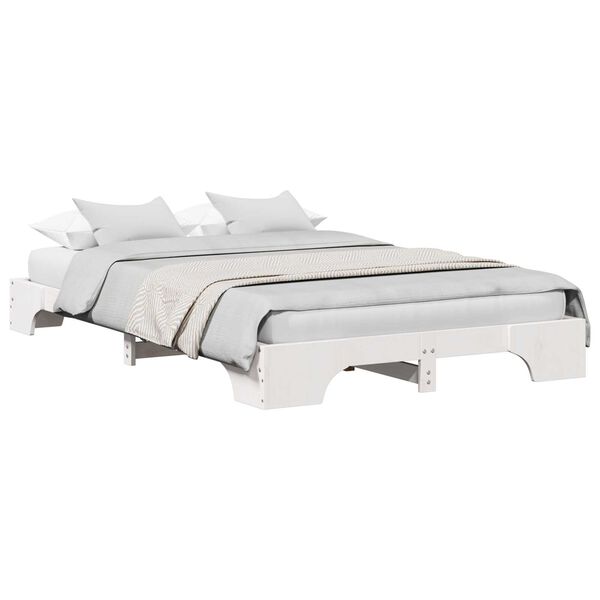 vidaXL Κρεβάτι Λευκό Ξύλο 140 x 190 cm Κρεβάτι Ορθογώνιο Μοντέρνο