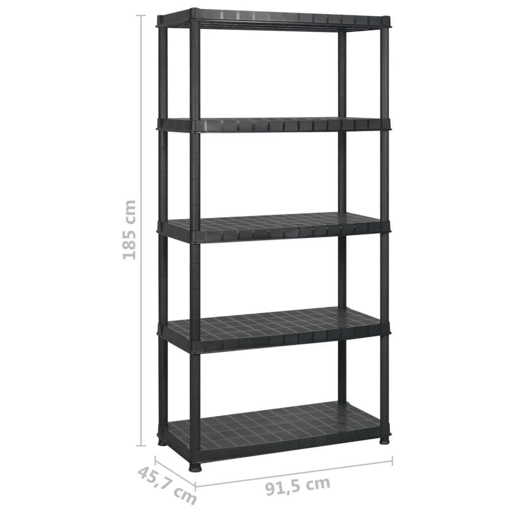 vidaXL Ραφιέρα Αποθήκευσης 5 Επιπέδων Μαύρη 274,5x45,7x185 εκ Πλαστική