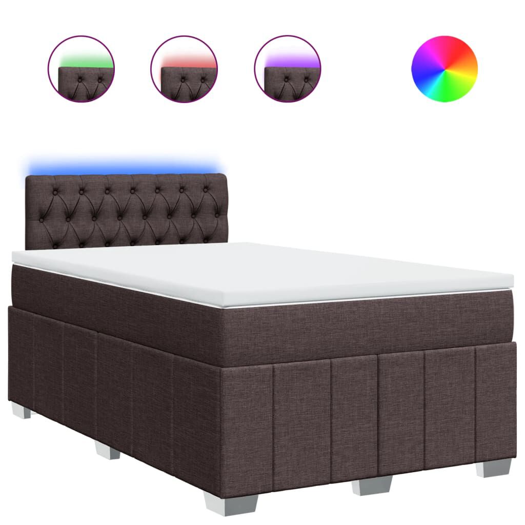 vidaXL Κρεβάτι Boxspring με Στρώμα Σκούρο Καφέ 120x190 εκ Υφασμάτινο