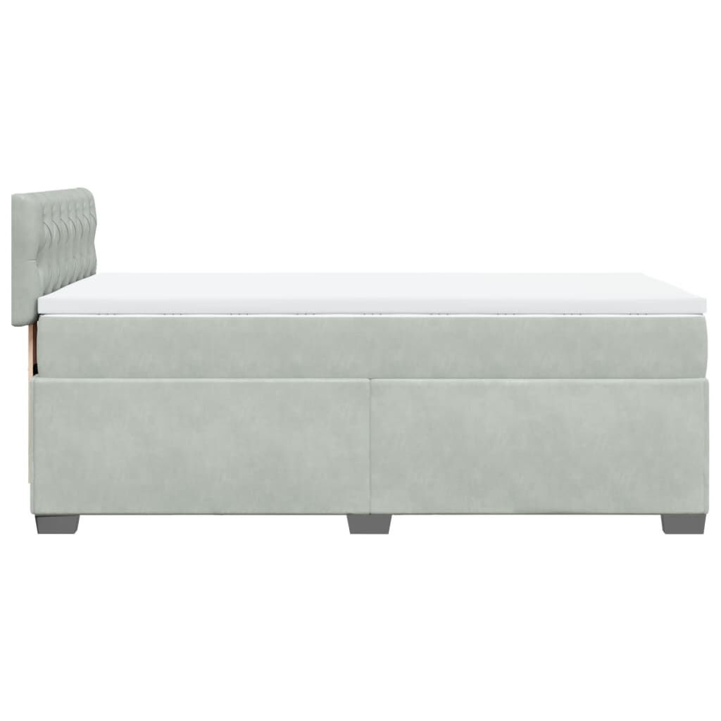 vidaXL Κρεβάτι Boxspring με Στρώμα Ανοιχτό Γκρι 80x200 εκ. Βελούδινο