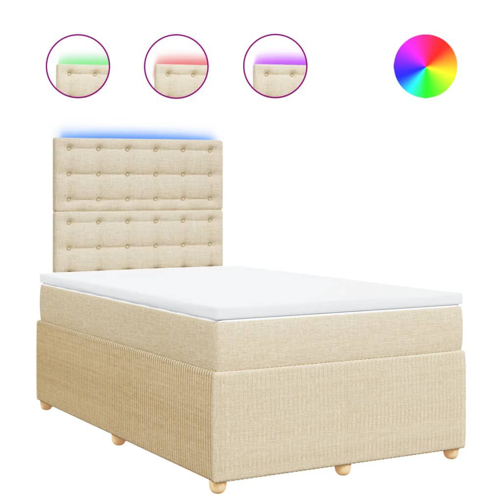 vidaXL Κρεβάτι Boxspring με Στρώμα Κρεμ 120x190 εκ. Υφασμάτινο