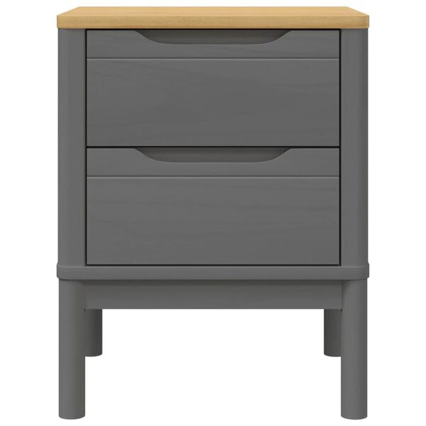 vidaXL Κομοδίνο FLORO Γκρι 45 x 39 x 57 εκ. από Μασίφ Ξύλο Πεύκου