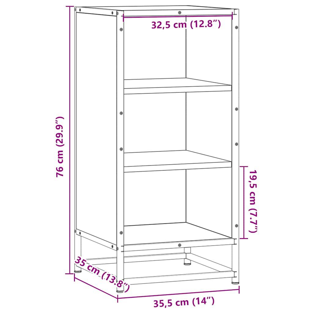 vidaXL Ραφιέρα Καφέ Δρυς 35,5x35x76 εκ. Επεξ. Ξύλο + Μέταλλο