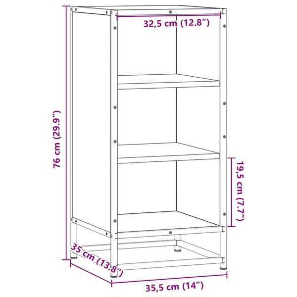 vidaXL Ραφιέρα Καφέ Δρυς 35,5x35x76 εκ. Επεξ. Ξύλο + Μέταλλο