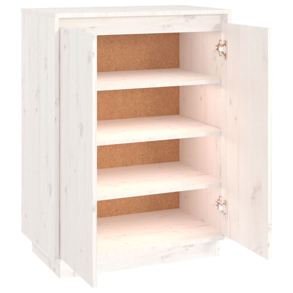 vidaXL Παπουτσοθήκη Λευκή 60 x 35 x 80 εκ. από Μασίφ Ξύλο Πεύκου