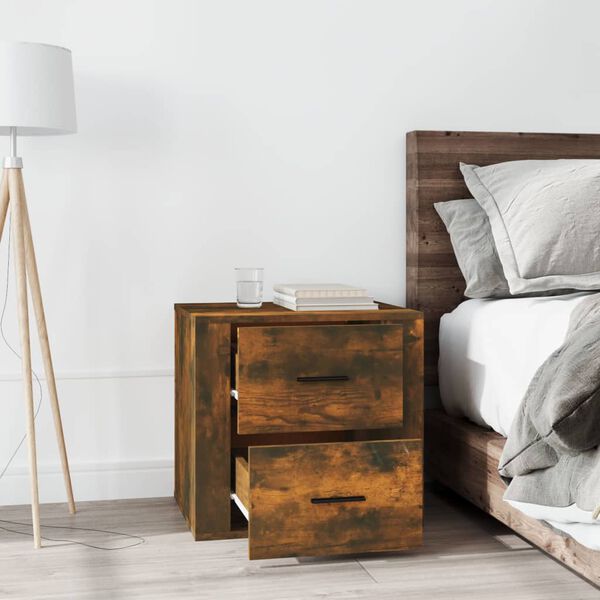 vidaXL Κομοδίνο Καπνιστή Δρυς 50 x 39 x 47 εκ.