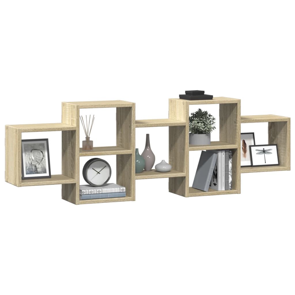 vidaXL Ραφιέρα Τοίχου Sonoma Δρυς 129x18x42 εκ. από Επεξεργ. Ξύλο