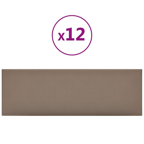 vidaXL Πάνελ Τοίχου 12 τεμ. Καπουτσίνο 90 x 30 εκ. 3,24 μ² Συνθ. Δέρμα
