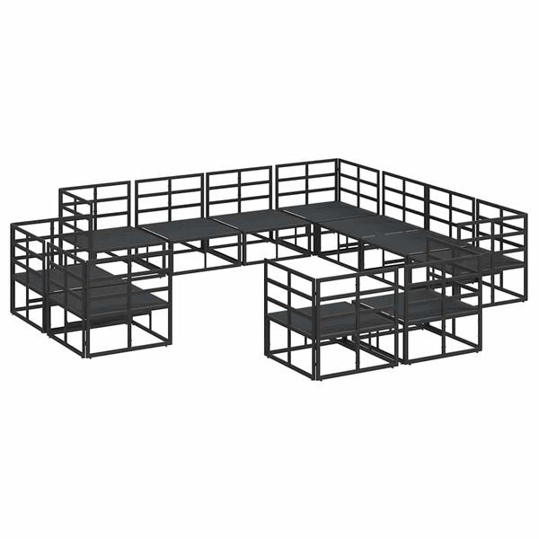 vidaXL Σετ Καναπέ Κήπου με μαξιλάρι 11 pcs Μαύρο Αλουμίνιο