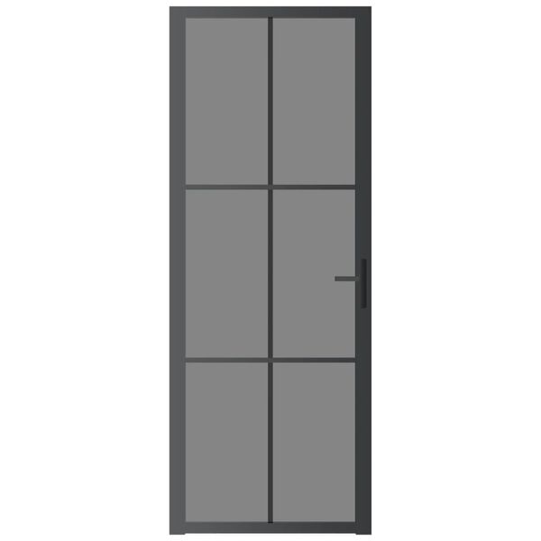 vidaXL Εσωτερική Πόρτα 76x201,5 εκ. Μαύρη ESG Γυαλί και Αλουμίνιο