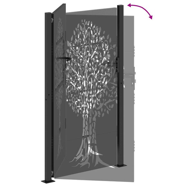 vidaXL Πύλη Κήπου Άλλο Μαύρο 105 x 175 cm Ατσάλι με Επικάλυψη Πούδρας