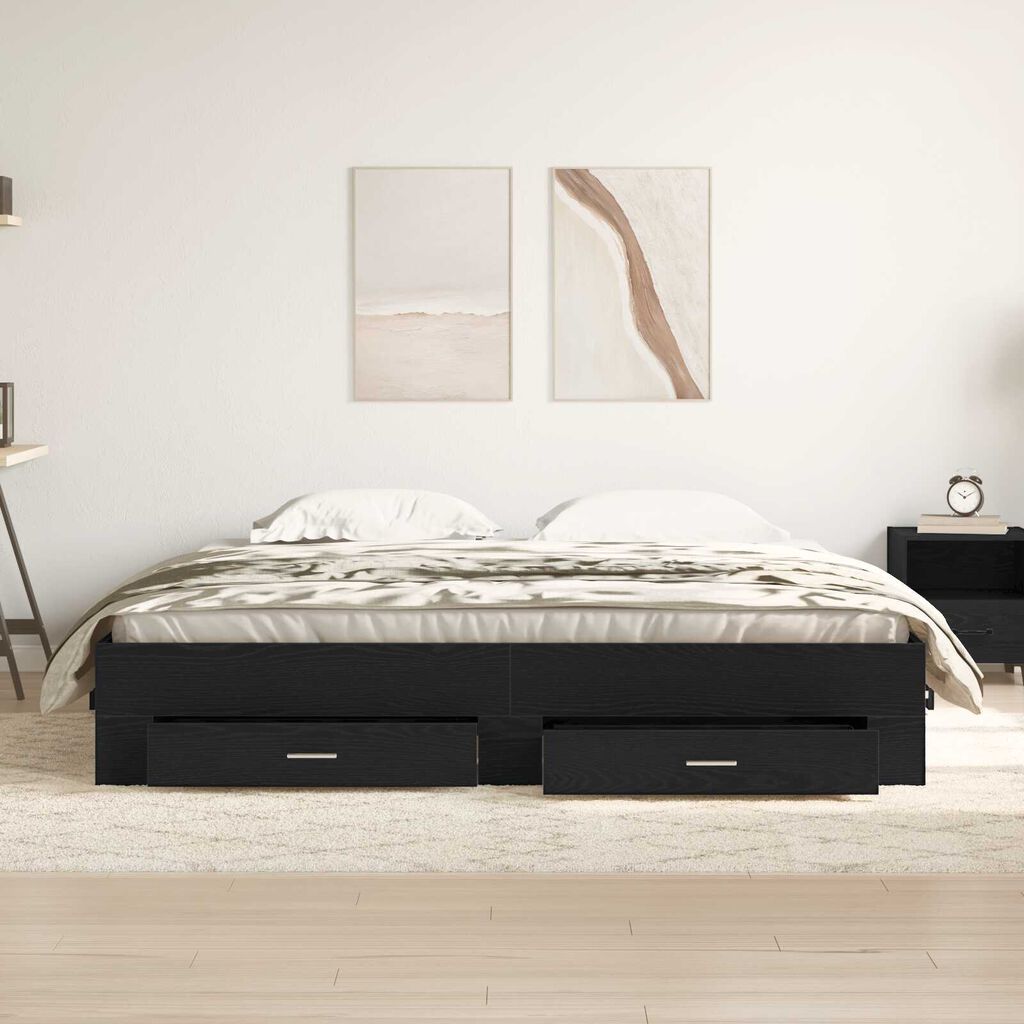 vidaXL Κρεβάτι με Συρτάρια Μαύρη Δρυς 180x200 εκ Επεξεργασμένο Ξύλο