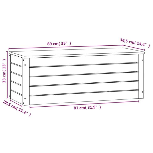 vidaXL Κουτί Αποθήκευσης 89x36,5x33 εκ από Μασίφ Ξύλο Πεύκου