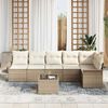 vidaXL Σετ Καναπέ Κήπου με μαξιλάρι 7 pcs Μπεζ Πολυ ράταν