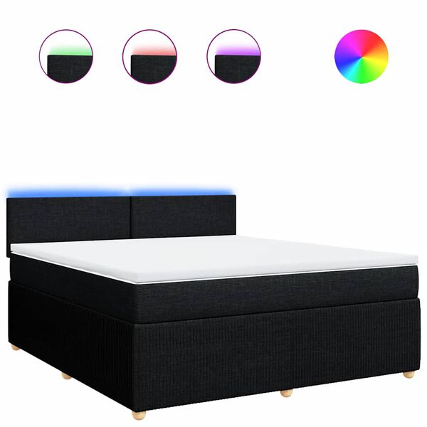 vidaXL Κρεβάτι Boxspring με Στρώμα Μαύρο 180x200 εκ. Υφασμάτινο
