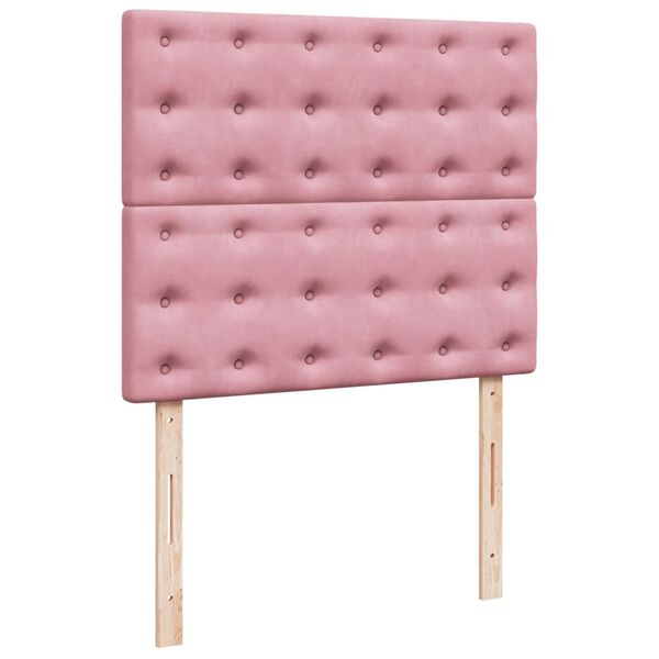 vidaXL Κρεβάτι Boxspring με Στρώμα Ροζ 120x200 εκ. Βελούδινο