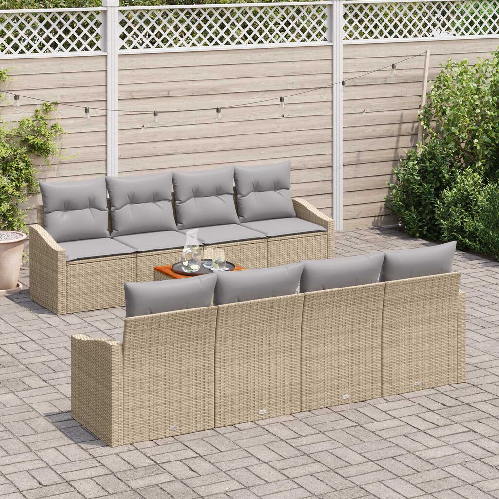 vidaXL Σετ Καναπέ Κήπου 7 pcs μπεζ και ανοιχτό γκρι