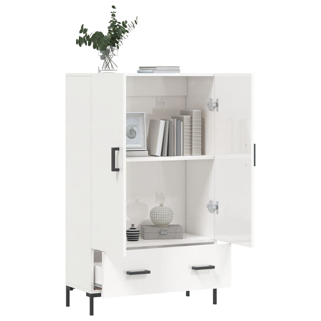 vidaXL Ντουλάπα Γυαλ. Λευκό 69,5 x 31 x 115 εκ. από Επεξεργασμένο Ξύλο