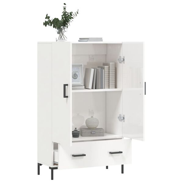 vidaXL Ντουλάπα Γυαλ. Λευκό 69,5 x 31 x 115 εκ. από Επεξεργασμένο Ξύλο
